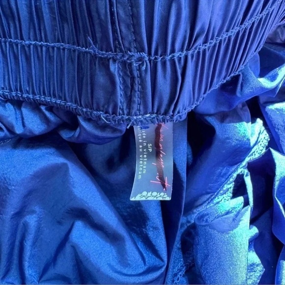 New Free People End Zone Track Pants Wide Leg Nyon Cargo FP Movement Baggy Blue - Picture 5 of 8
